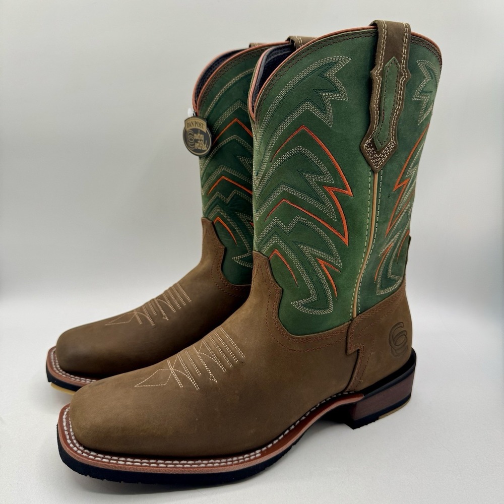 Dan Post Arrowhead Performance Boots Men's Size 12 D Brown Green Leather - Picture 16 of 16